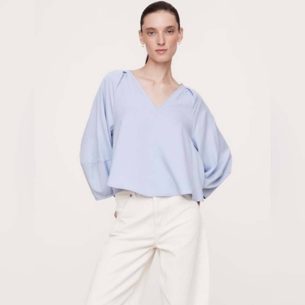 Banana Republic TENCEL COTTON TWILL LANTERN-SLEEVE TOP